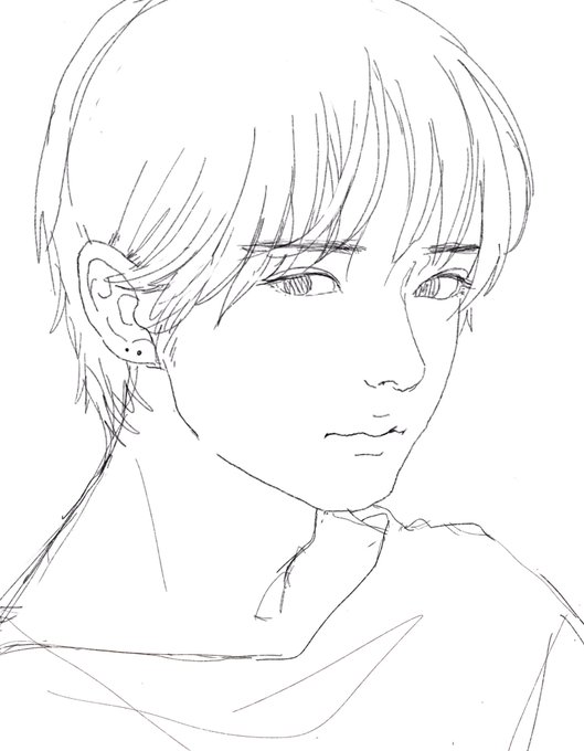 男たち線画 