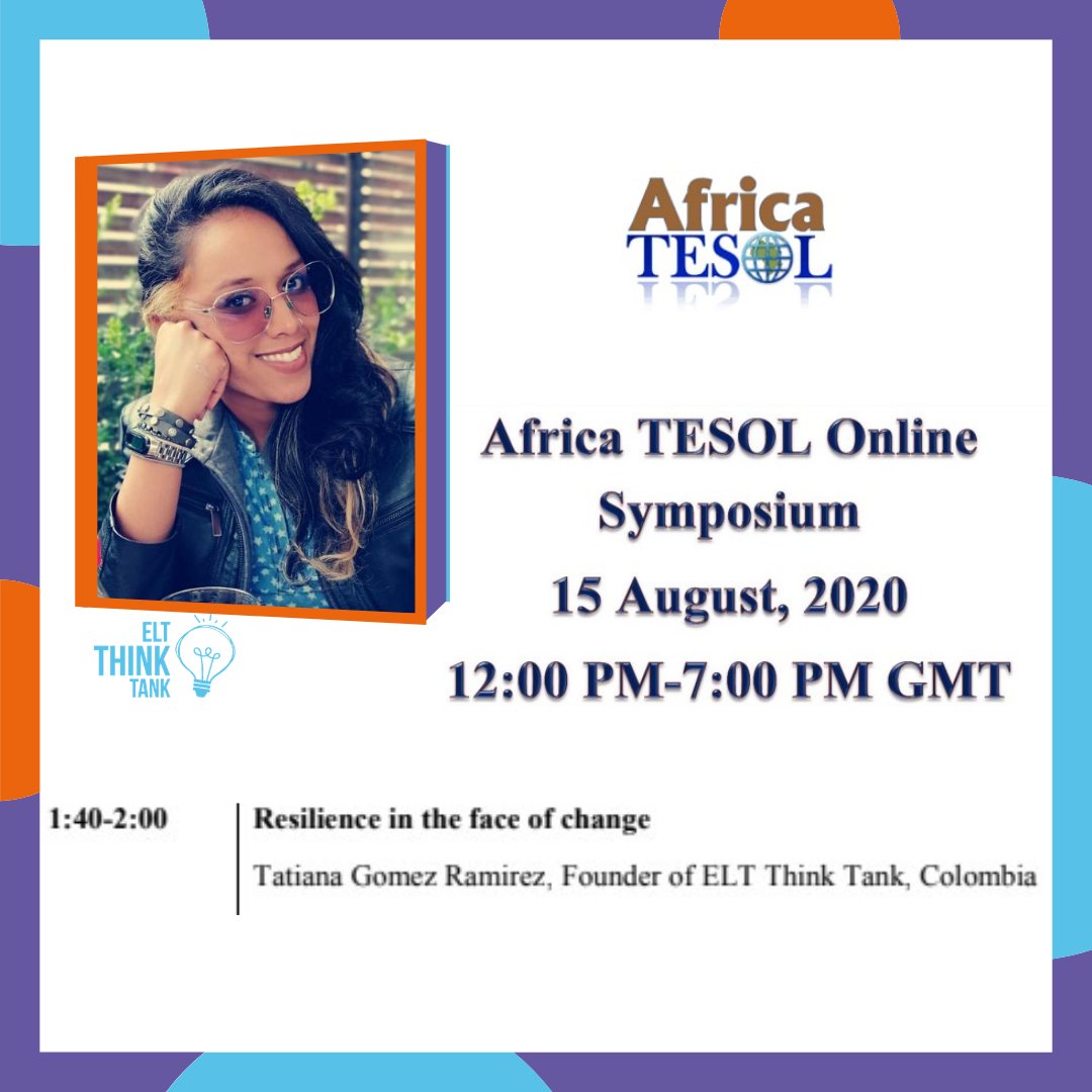 ELT_ThinkTank's tweet photo. ELT Think Tank's founder and director will be presenting tomorrow at the Africa TESOL Online Symposium at 8:40 a.m. (GMT -5) 
Connect through Facebook Live at 8:40 am (GMT -5): https://t.co/o0ibGQg9zo
Watch later on Africa TESOL YouTube channel: https://t.co/pRRefCGCsl https://t.co/c80RbFFrTx