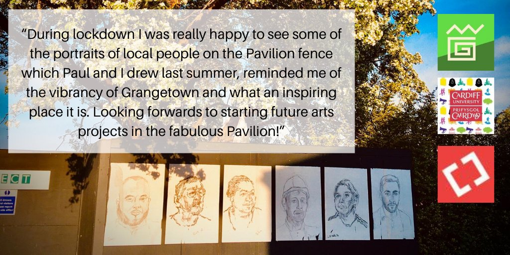 Butetown artist Jane Hubbard co-produced a series of portraits of residents & contractors called ‘Care in Construction’ to reinforce the message that Grange Pavilion is more than a building. She’s currently working on community art project  #GrangetownArtParty