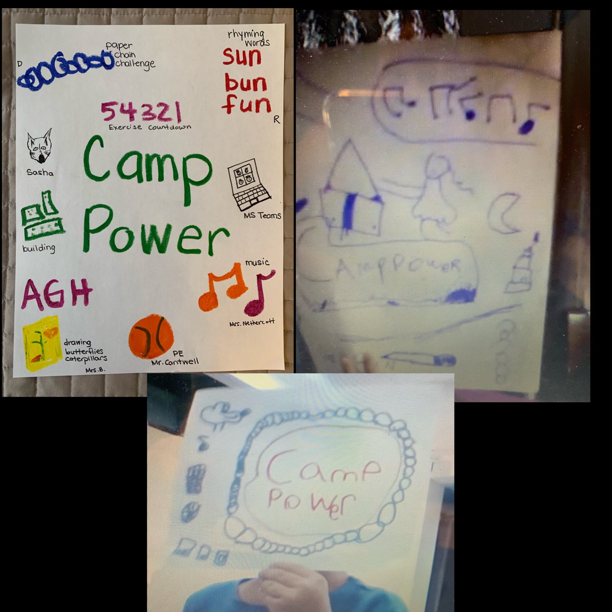 C_Blunsdon's tweet photo. And that’s a wrap of @HWDSBCampPower! It was a unique, awesome experiece - for 2 hours live with the Ss each day. We shared our memories by drawing, writing and talking.  The final jam music session with more than 100 participants in MS Teams was a blast. #camppower https://t.co/cqd4WydmVp