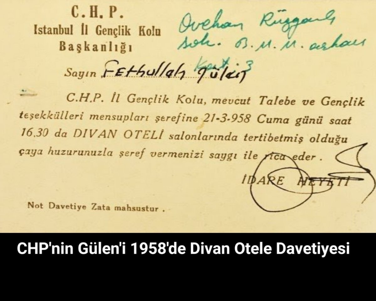 5)Ecevit CHP'ye üye iken İstanbul CHP il gençlik kollarının bir üyesi de Fetullah Gülen idi.1958'de CHP'nin Beyoğlu Divan Otel'deki gençlik toplantısında tanışan Gülen ve Ecevit ömür boyu dost olacaktı.Gülen,1958'de düzenlenen CHP Gençlik Kolları toplantısının özel davetlisiydi.