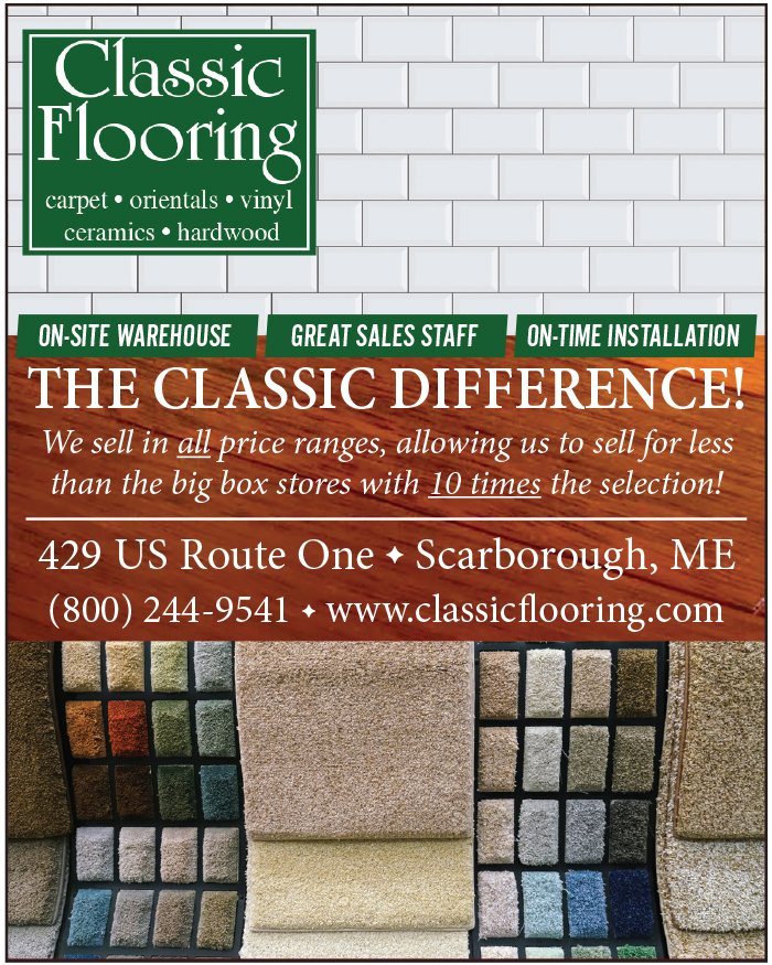 keepitlocalME's tweet image. At Classic Flooring, you get the #ClassicDifference - #flooring in all price ranges for less than big box stores with 10X the selection! Stop by 429 US Rte 1 in #Scarborough, call 800.244.9541, or click classicflooring.com. #locallyowned #carpet #tile #keepitlocalmaine