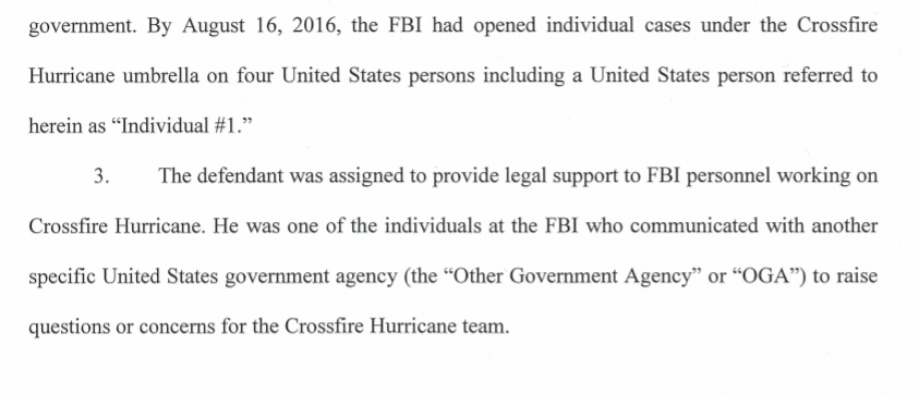 Obviously "Individual 1" is Carter W. Page & "Other Government Agency" "OGA" is the Central Intelligence Agency.