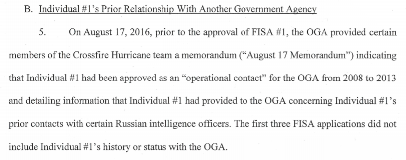 Less than 3 weeks into Crossfire Hurricane the CIA provided the team with a memorandum documenting that  @CarterWPage was an "operational contact" for the CIA who was providing the CIA information on "certain Russian intelligence officers." Those caught in the Buryakov case.