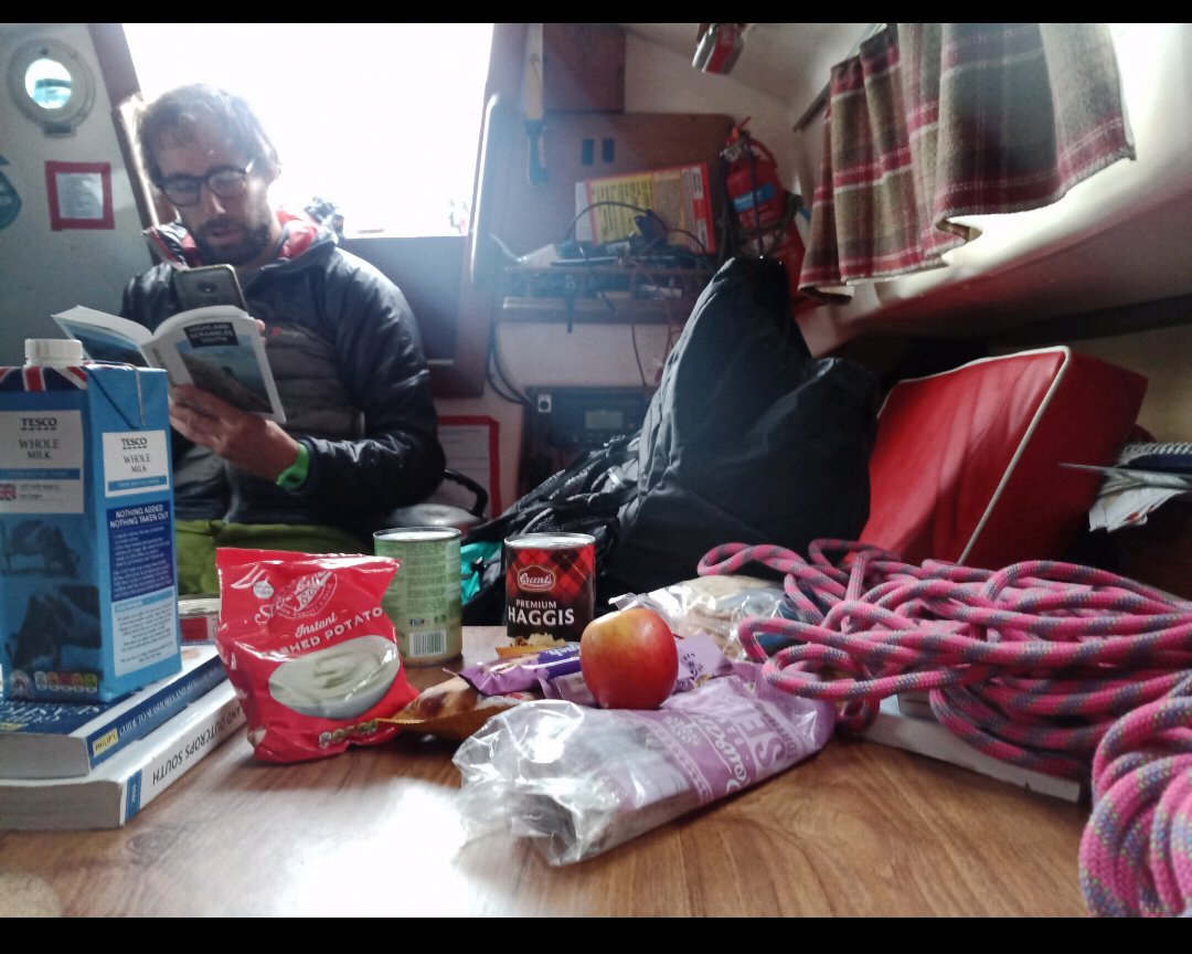 HI_Voices's tweet photo. Hectic planning and packing aboard Xarifa the night before and drying the kit the day after!! I hope you appreciate the @Haggis_UK! What's your fav #haggis dish?! #seagypsy https://t.co/bC6aC5tqmc