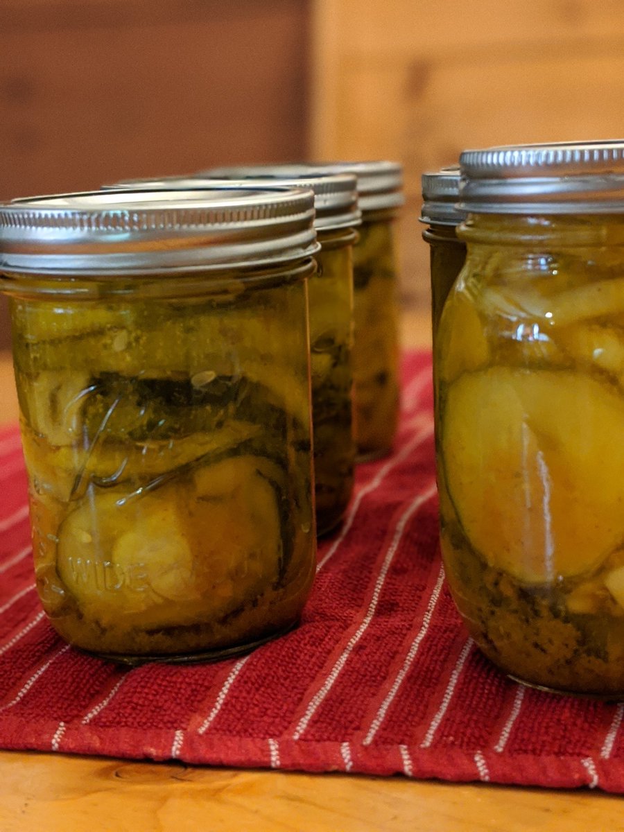 6 pints bread and butter pickles.