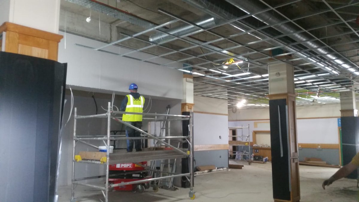 SDLLtd's tweet photo. Back on site and working hard. #partitionwalls #suspendedceilings #walltiling  #refurbishment #interiorfitout #hygieniccladding https://t.co/CaIsWT7FPK