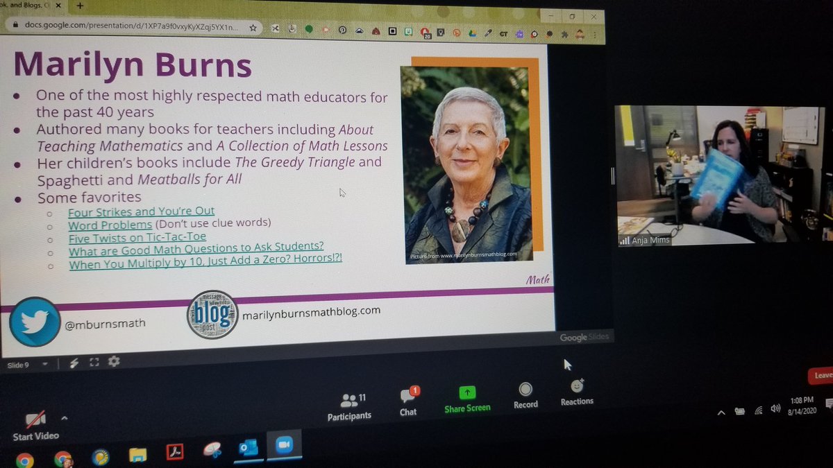 kloneal2's tweet image. @AnjaEMims doing some major name dropping! Sharing fave #mathgurus w/Ts. Highlighting their resources &amp;amp; how to best use them in daily math routines! CRA, Math Literature, #less WPs, splat &amp;amp; more! @mburnsmath @MathCoachCorner @bstockus @SteveWyborney  #KleinRLS #KleinMath