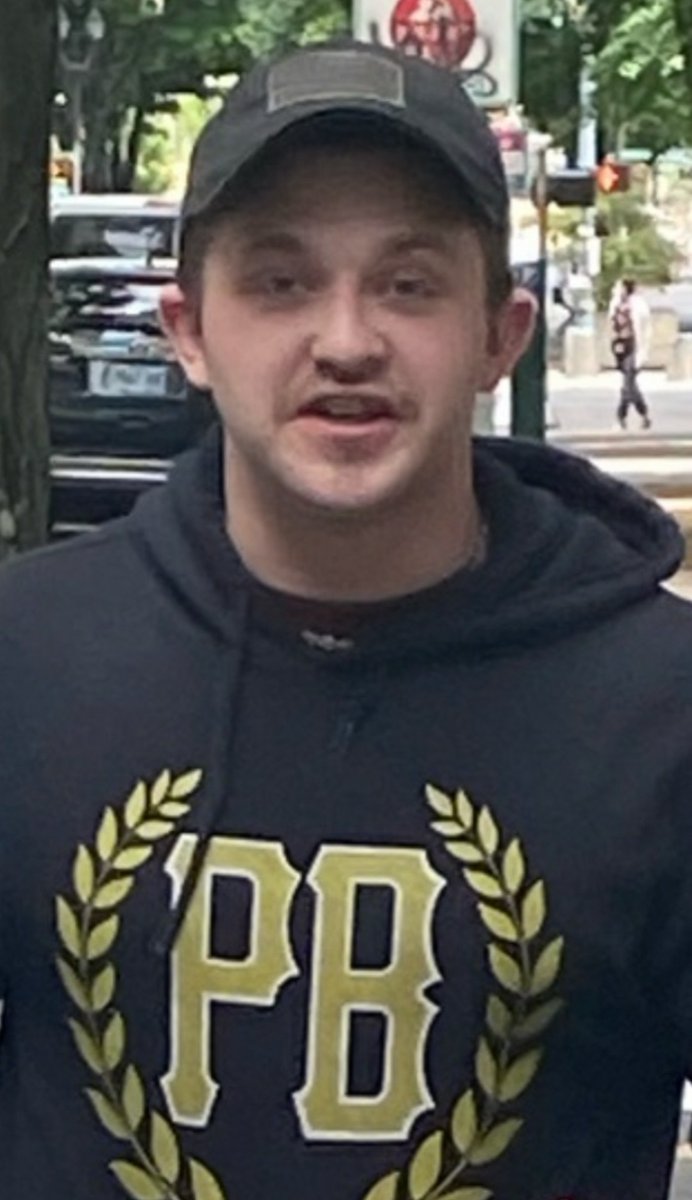 Tanner Jarl Peterson: Proud Boy, frequent attender of fashy gatherings throughout the PNW. Has assaulted  #BLMprotestors in PDX with pepper spray. Extremely aggressive. Drives an older model red Honda Civic.  https://twitter.com/PDXshield/status/1276003377579581447 https://twitter.com/PDXshield/status/1279650461528674305 #PDXfash  #fashcard