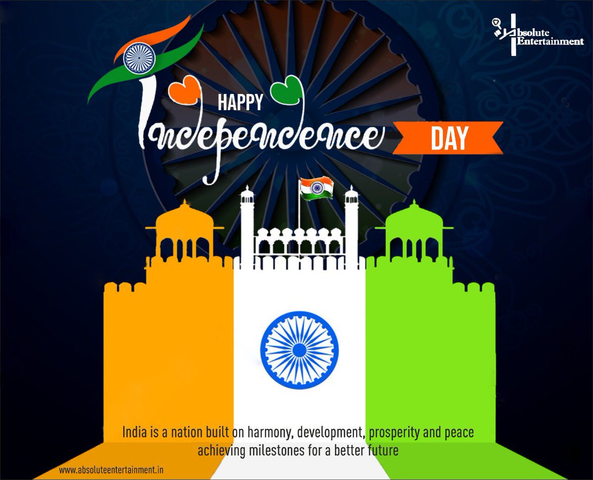 AbsolutePvt's tweet image. Feel proud of being the part of such a glorious nation. Absolute Entertainment sending warm wishes to all of you on the 74th Independence Day of India.  #Happyindependenceday #jaihind #absoluteentertainment #proudindians