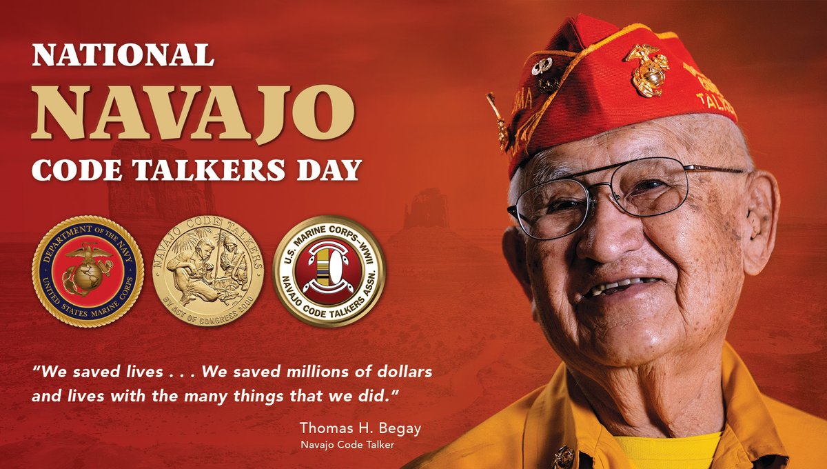 Hundreds of courageous code talkers passed "YIL-TAS"–the Navajo word for code–during Word War II. We celebrate these heroes on National Navajo Code Talkers Day. 

Learn more at bit.ly/3g28Rfr. 

#HonoringVets