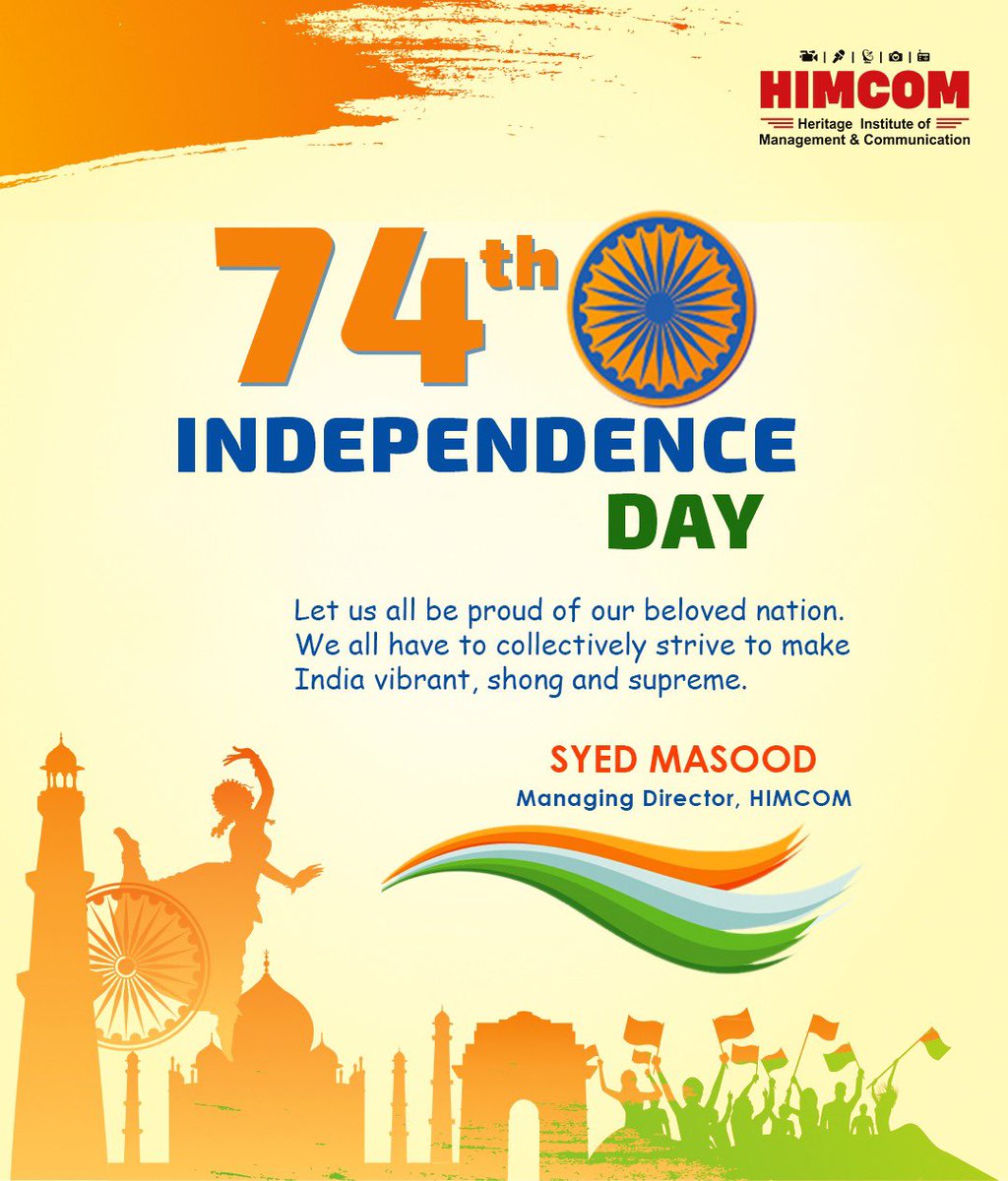 _syedmasood's tweet photo. A celebration which many of us hold close to our hearts and a day which marks the anniversary of the birth of 'New India', Independence Day is a national holiday we all love to celebrate together as citizens of our mighty nation.
#74rd #IndependenceDay #himcom #ProudtobeIndian https://t.co/lAUyU3JayN