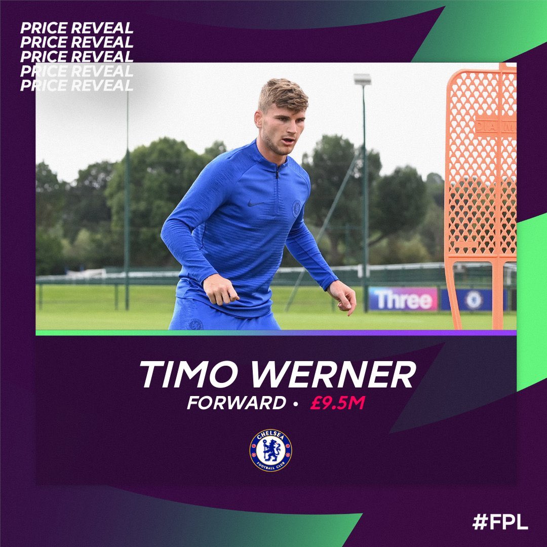 Timo Werner  FWD  CHERevealed price: £9.5mPlaying position: ST / LWAppearances: 34 28 goals   8 assistsPer game:   2.9 shots   1.6 KPs 14 big chances created* statistics from Bundesliga