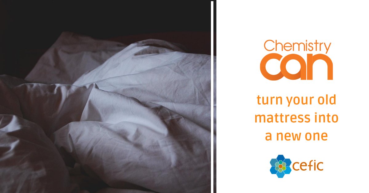 Cefic's tweet photo. In Europe, 30 million mattresses are discarded each year, which is equivalent to 678 times the height of Mount Everest. #ChemistryCan #recycle end-of-life mattresses and turn them into brand new ones. Discover how: https://t.co/WmqxsldXfR https://t.co/7W40RNqW9N