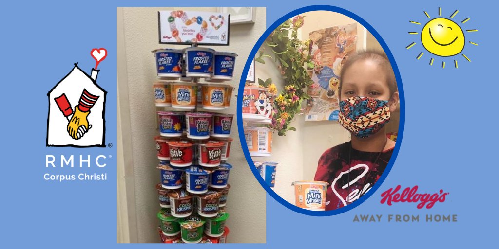 RMHCSTX's tweet photo. Our partners at @Kellogg’s Away from Home are committed to helping RMHC families start every day with a smile! That’s why they’re providing more than 100,000 cups of cereal for RMHC families around the world! #KeepingFamiliesClose https://t.co/UJr0TkivAN