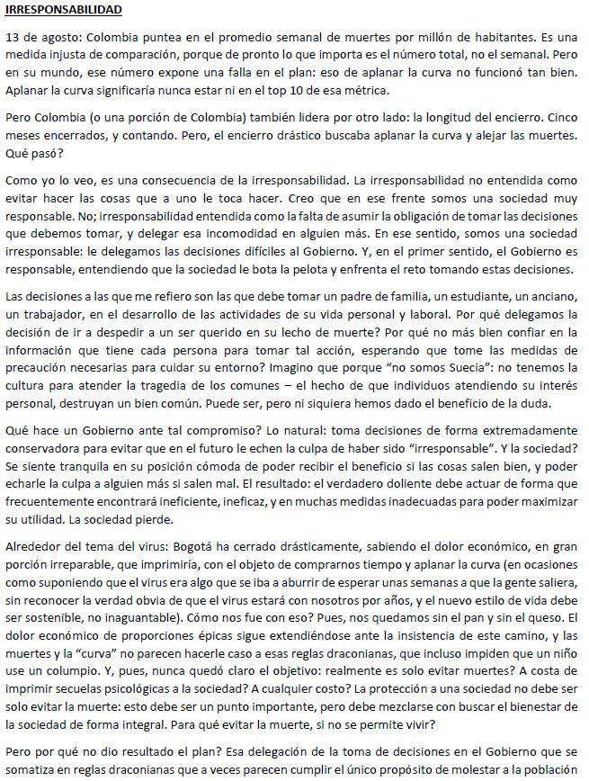 DiegoJaraCol's tweet photo. Irresponsabilidad: virus, encierro y gobierno. https://t.co/oZFMSR6HOG