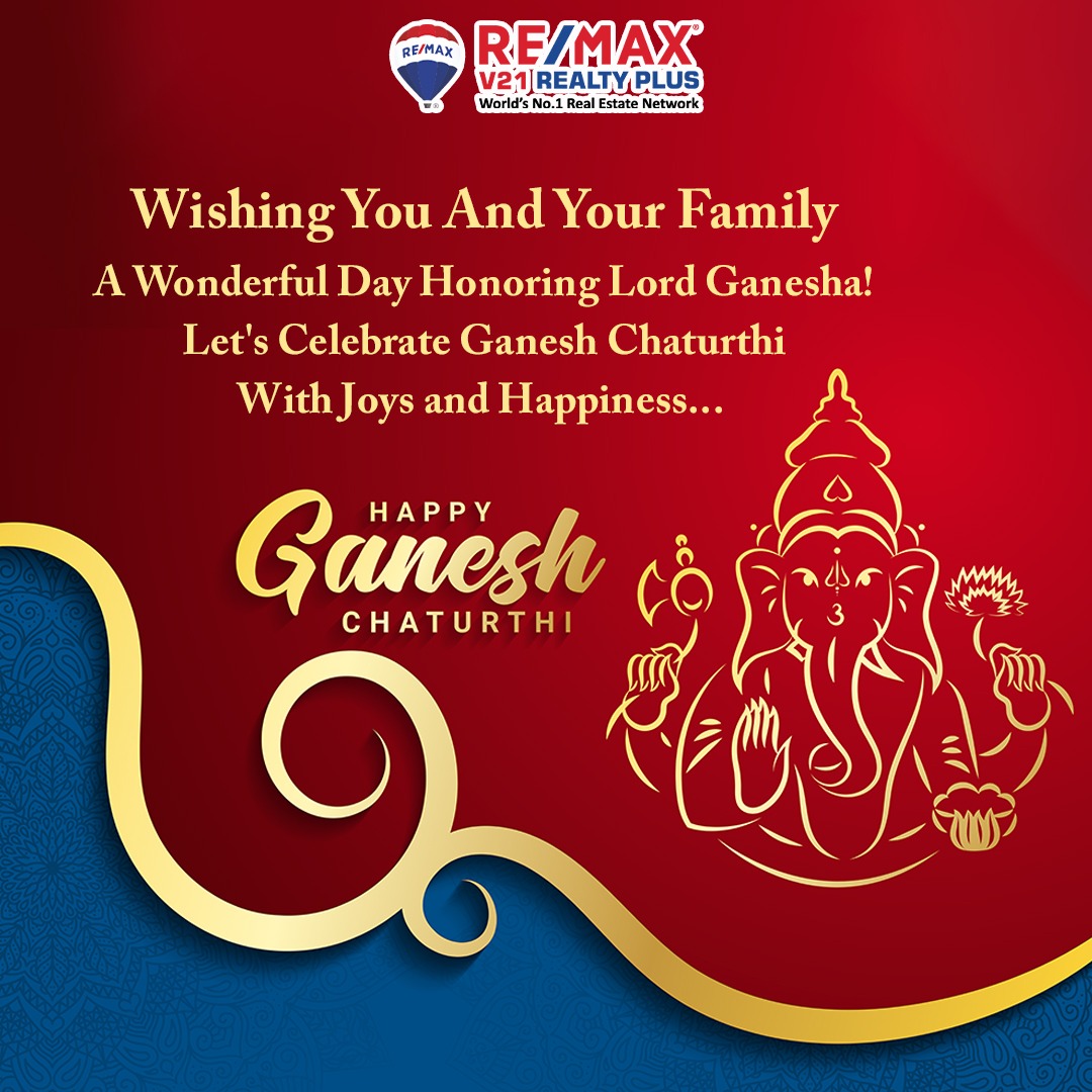 v21realtyplus's tweet photo. This Ganesh Chaturthi, may you get rid of all the troubles and sorrow. May your life be filled with good health, wealth, peace and prosperity...🙏😊

#HappyGaneshChaturthi #GaneshChaturthi2020 #remaxindia #remaxv21 #realestate #property https://t.co/eXxCGHiOlF