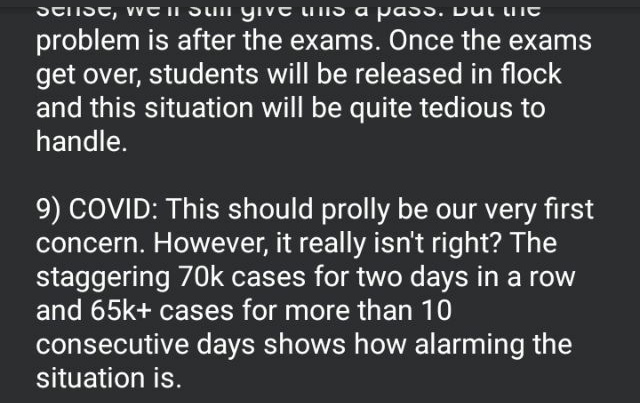 Vivekpandey21's tweet photo. Some valid points why #NEET2020 &amp; #JEE2020 Must Postpone.
@Swamy39 @jagdishshetty .
Have a look sir. 
2 Times Exam got Postpone When corona cases was less in number but In Sep-oct corona cases graph will Touch it's peak. 

#Webelievein_swamyji 

#INDIAunitedtoPostponeJEE_NEET https://t.co/W5QmimwPBJ