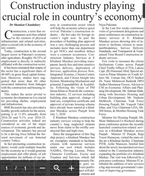 EMarakaz's tweet photo. Pakistan’s construction industry the hot cake for foreign investor’s right now.  E-Khidmat Marakaz has set exemplary standards to facilitate citizens with 78 services including 32 construction services under one roof. https://t.co/DlBqRZt1ok