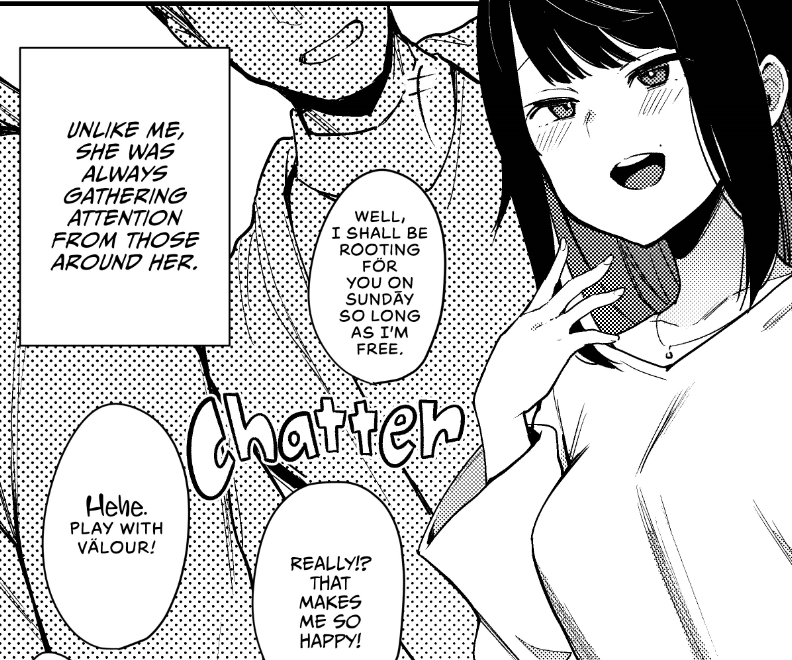 5/11) For example, instead of a simple "頑張って!" ("do your best!"), Chōko uses "おきばりやす", a not quite archaic but still pretentious Kyoto alternative. People laugh at her for this, so I went with something that would elicit the same reaction in English: "Play with valour!"