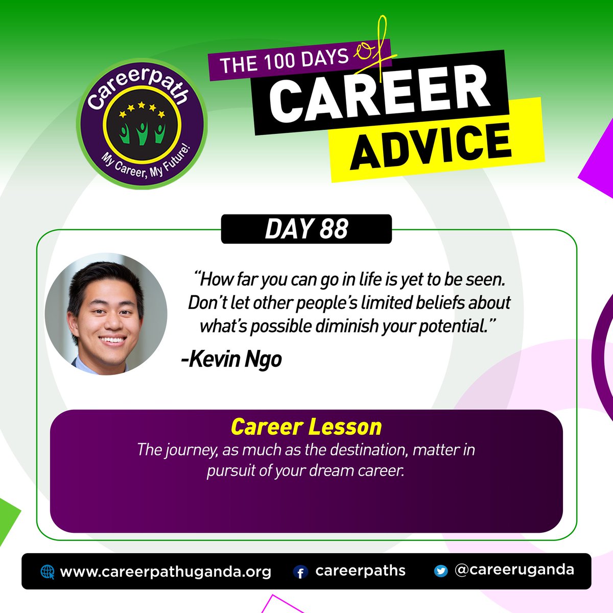 CareerUganda's tweet photo. Day 88 of the 100 Days Of Career Advice.
#100CareerTips.
#washyourhands
#WearAMask
#StaySafe https://t.co/PuSQQrg0Iu
