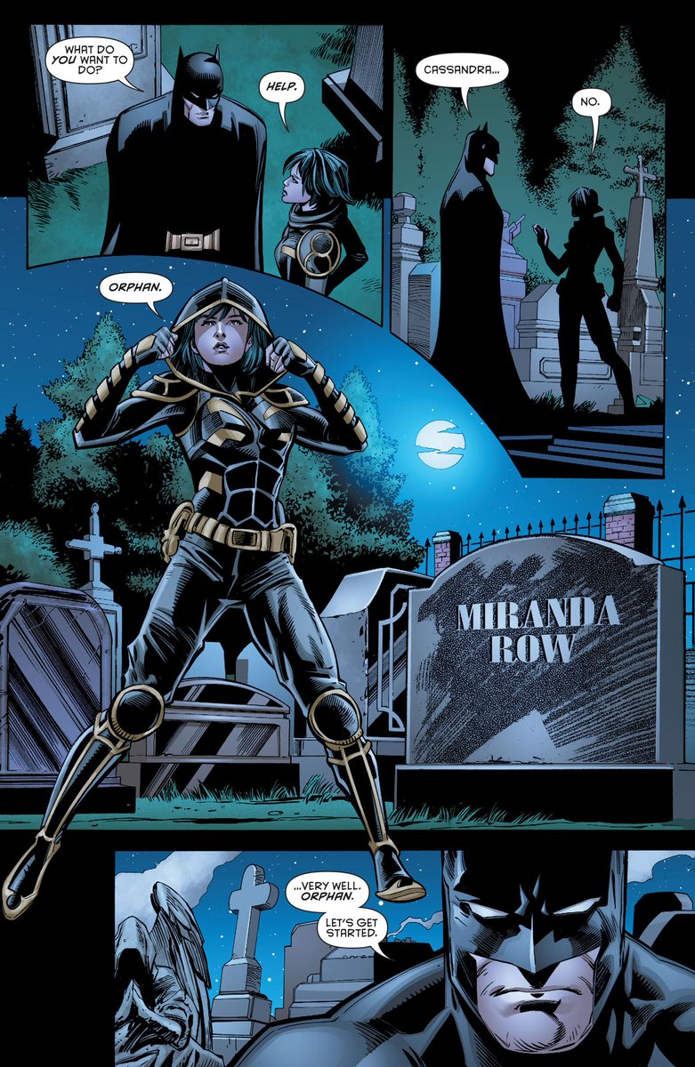 The Orphan identity, on the other hand, fans were allowed to see the full story in Batman & Robin Eternal #1-26 on why Cassandra chose this identity and why.