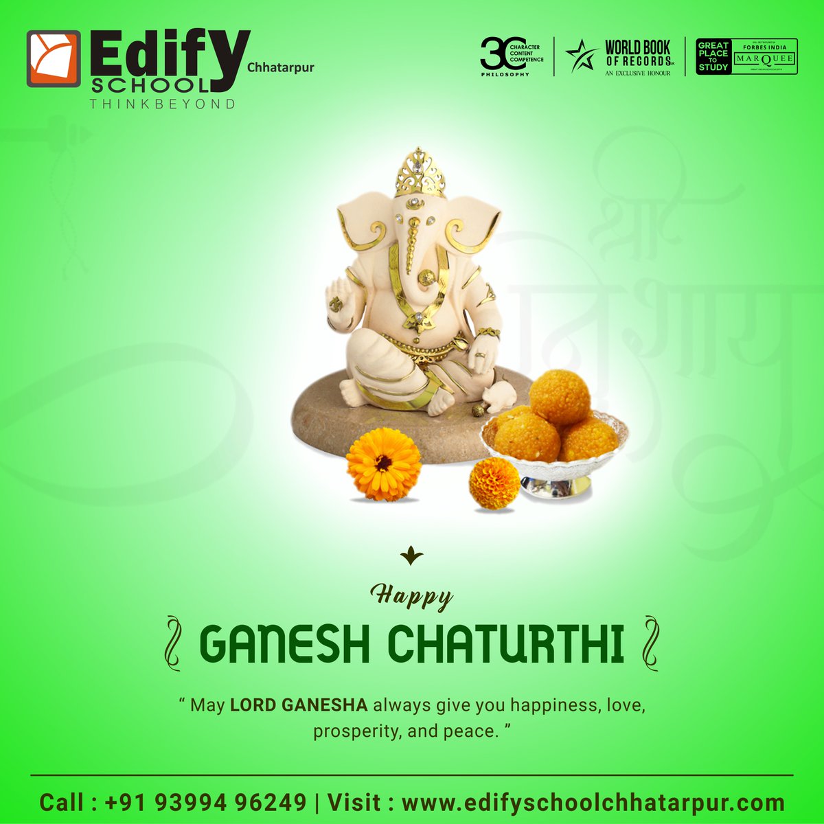 "May #LORD #GANESHA always give you happiness, love, prosperity and peace."
             " HAPPY GANESH CHATURTHI "
