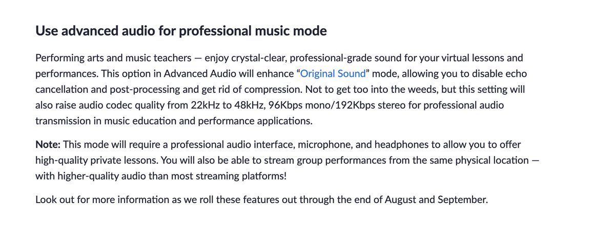 This will be massive for musicians and music teachers
Big time sound upgrade coming to @zoom_us 
So pumped