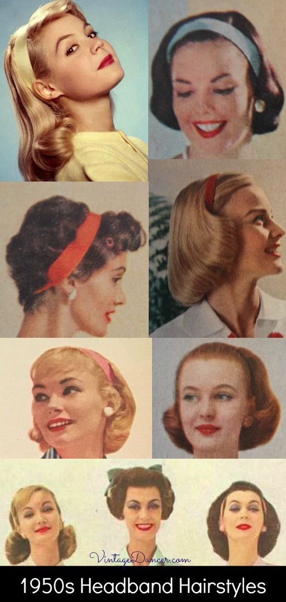 50s era! lots of short bangs ideas plus hairstyles w headbands