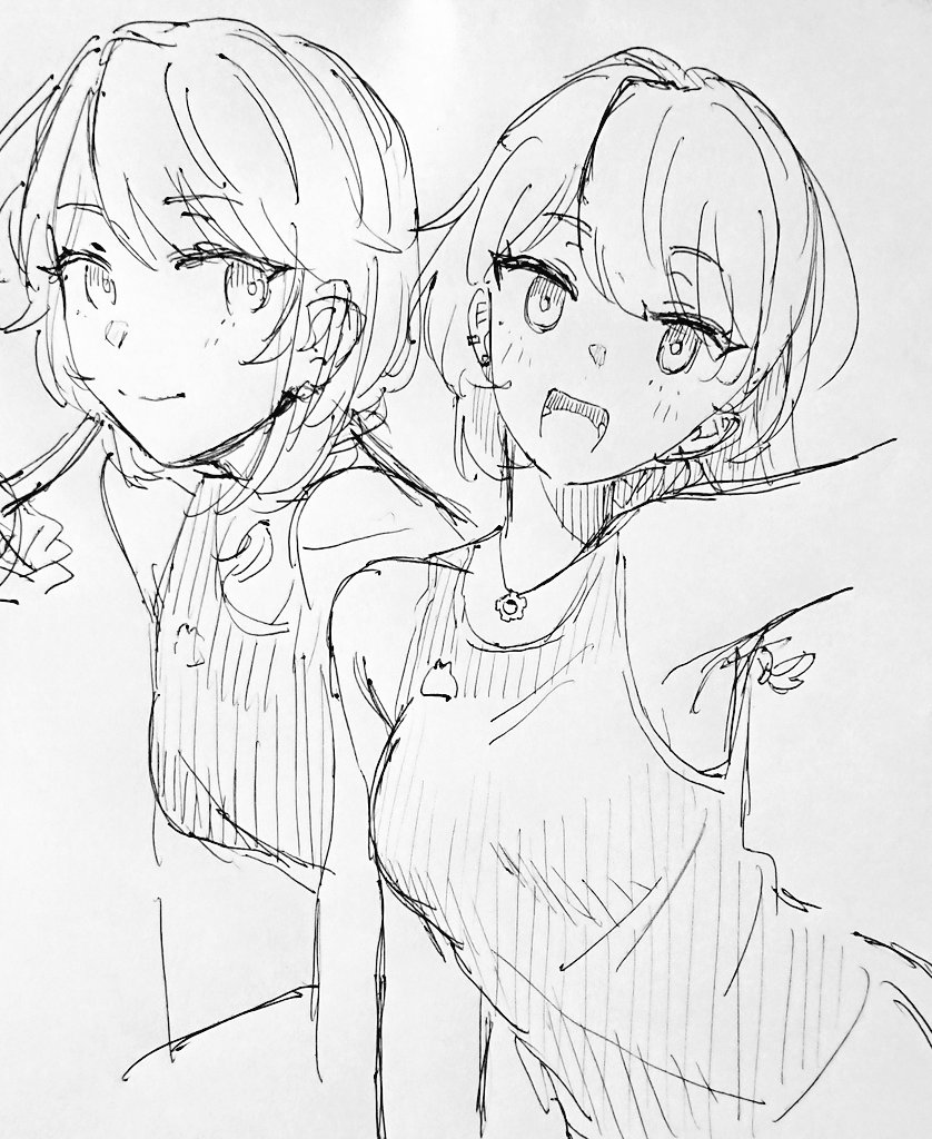 夜枕ギリーちゃんさん ミスってタンクトップにしてもうたけどこれはこれでかわいい 