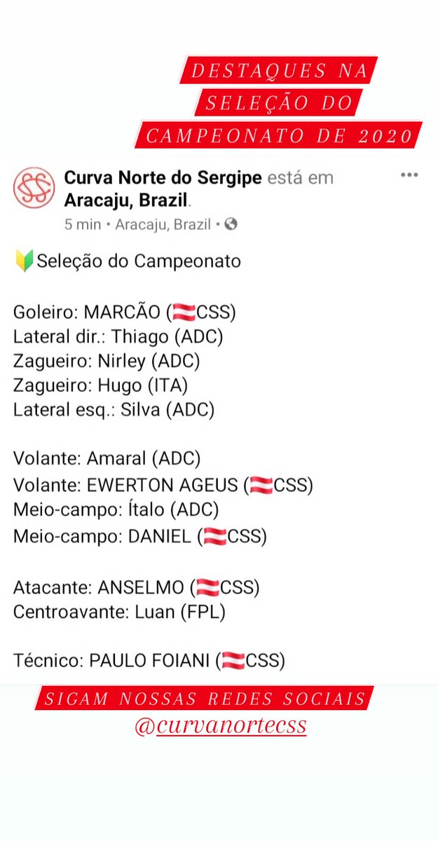 4 jogadores + o técnico entre os melhores do estadual 2020.

🇦🇹 Aqui é Sergipe!