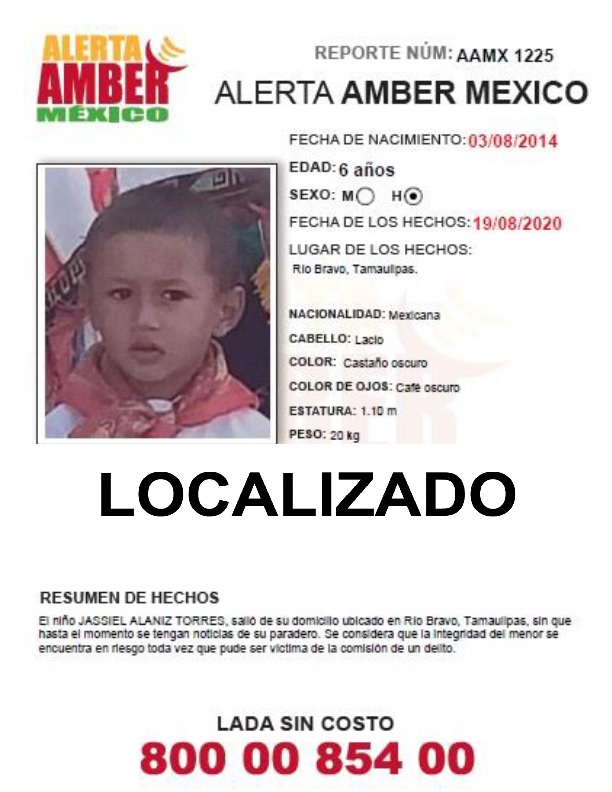 AAMBER_mx's tweet photo. La #AlertaAMBER para JASSIEL ALANIZ TORRES, de 6 años, se desactiva debido a su localización. ¡Gracias por tu apoyo! https://t.co/mKNuGK8MmG