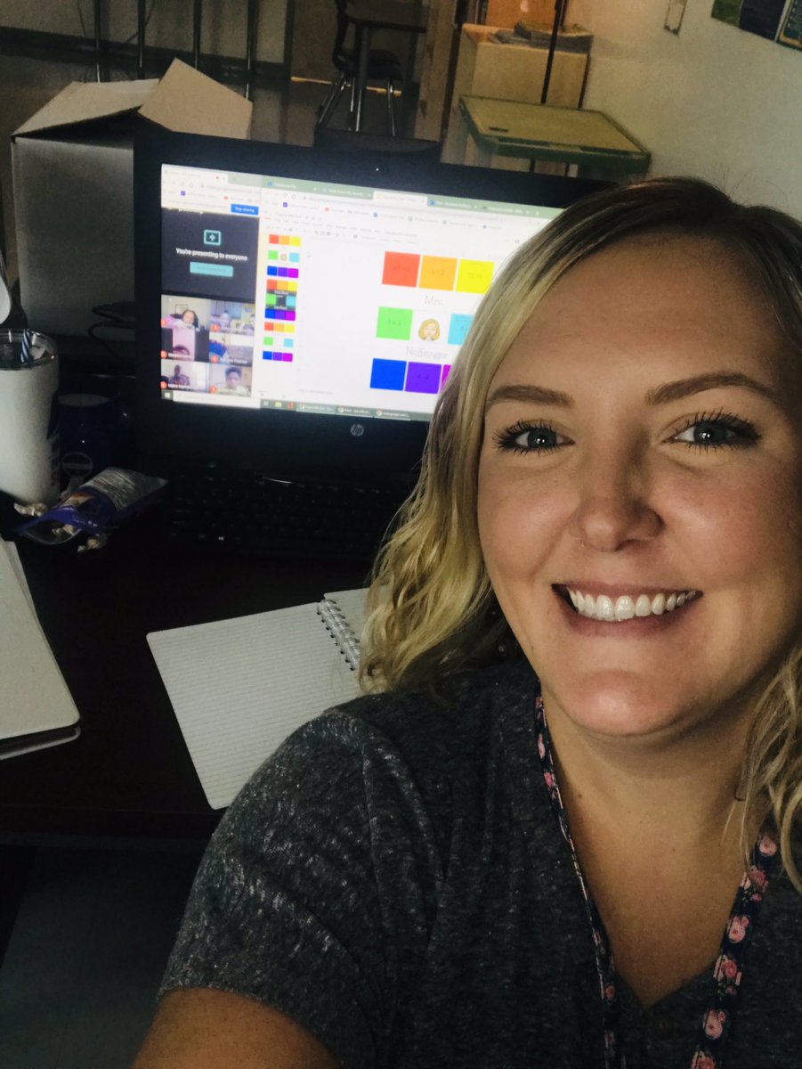 mrs_noffsinger's tweet photo. I forgot to post my 1st day of school pictures, so here’s the 2nd day! ❣️#TCSAtHome #VirtualLearning #4thGrade #NewbieTeacher #1stYear #StickyNotesGalore @TCSBoardofEd @oakdaleelement https://t.co/v8iKiw49pk