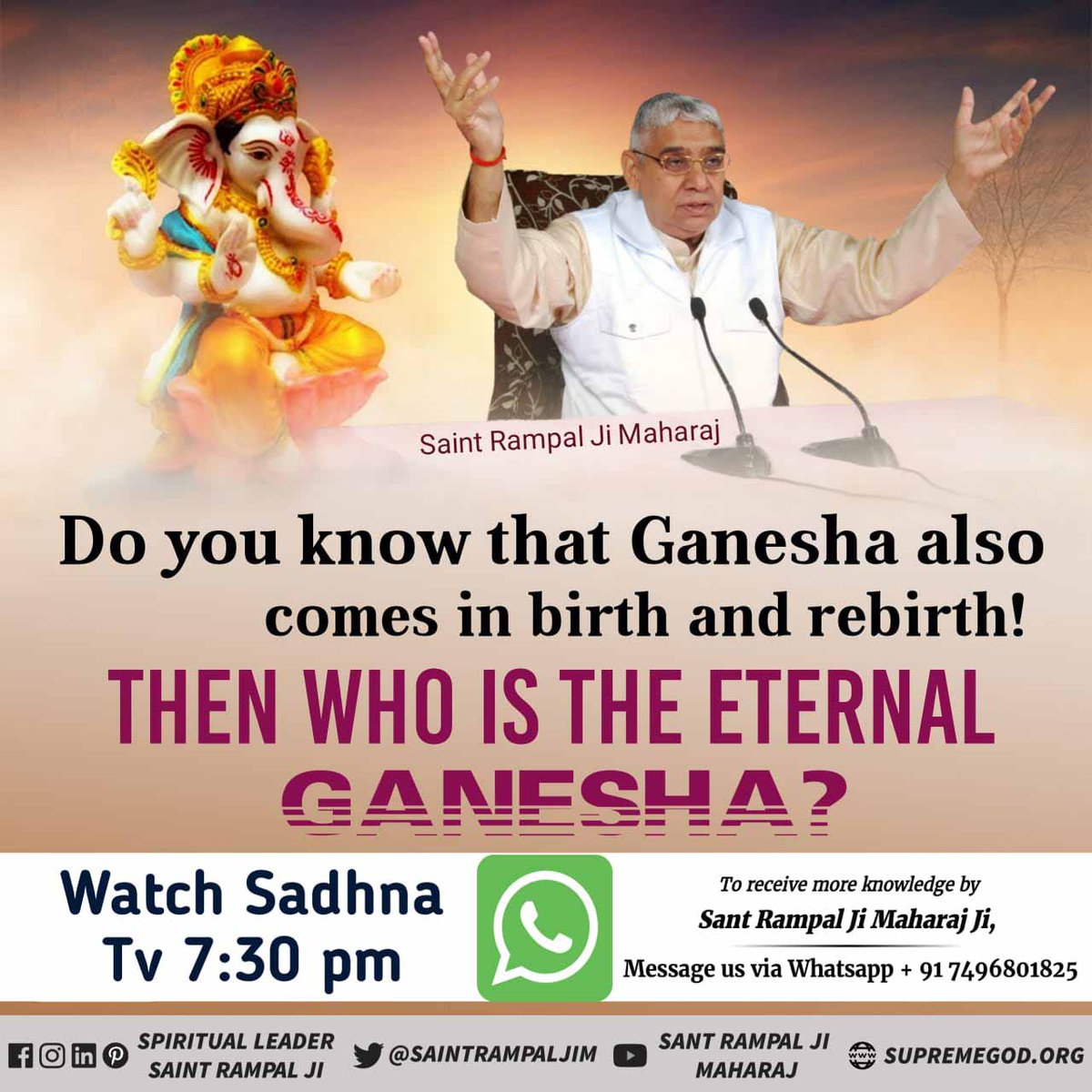 Mohabba93398771's tweet photo. #Who_Is_AadiGanesha @SatlokChannel
Ganesh means the God of gods. And true God of gods is Kabir Saheb or Kavir Dev. He never takes birth from a nurture.... https://t.co/2E7mED7T5H