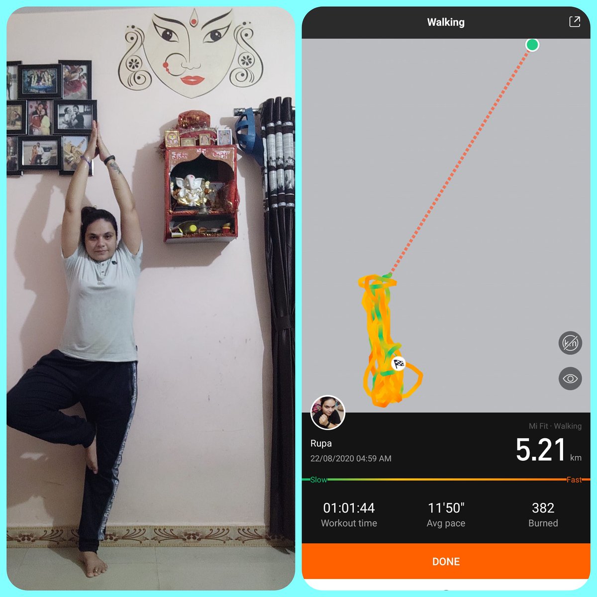 RupaSingh9's tweet photo. #workoutlove
#stayhealthy
#Templerun
#22ndAug2020
#GaneshChaturthi
Happy Ganesh chaturthi to All.
गणपति बप्पा मोरिया 🙏🙏🙏
5km walk done. https://t.co/bBvBOaKdN9