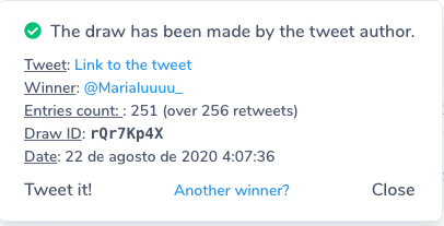 Tenemos ganadora del sorteo!!! @Marialuuuu_ 
FELICIDADESSS!😀😀😀😀