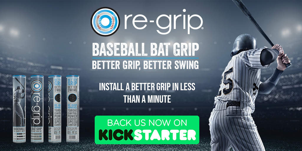 The Re-Grip Baseball Bat Grip - Better Grip, Better Swing! kck.st/3fzOG8N @re_grip #kickstarter  #crowdfunding #crowdfund #gadgets #baseball  #baseballbat #baseballbatgrip #batgrip #productdesign 
#baseballgrip #newgrip #baseballlover #trending  #bettergrip