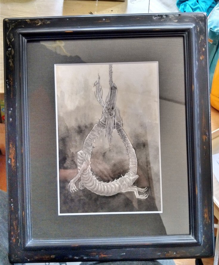 奇譚」詳細 アンティーク風の額に入った肉筆画です。 それ自体が呪物の