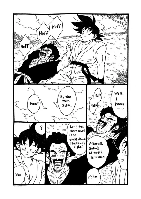 読みたいとコメントくださった方がいてうれしかったので、Google翻訳使ってがんばってみました。
Goku and Satan.
A story after the battle of Buu.(1/2)
Sorry,my English is bad?? 