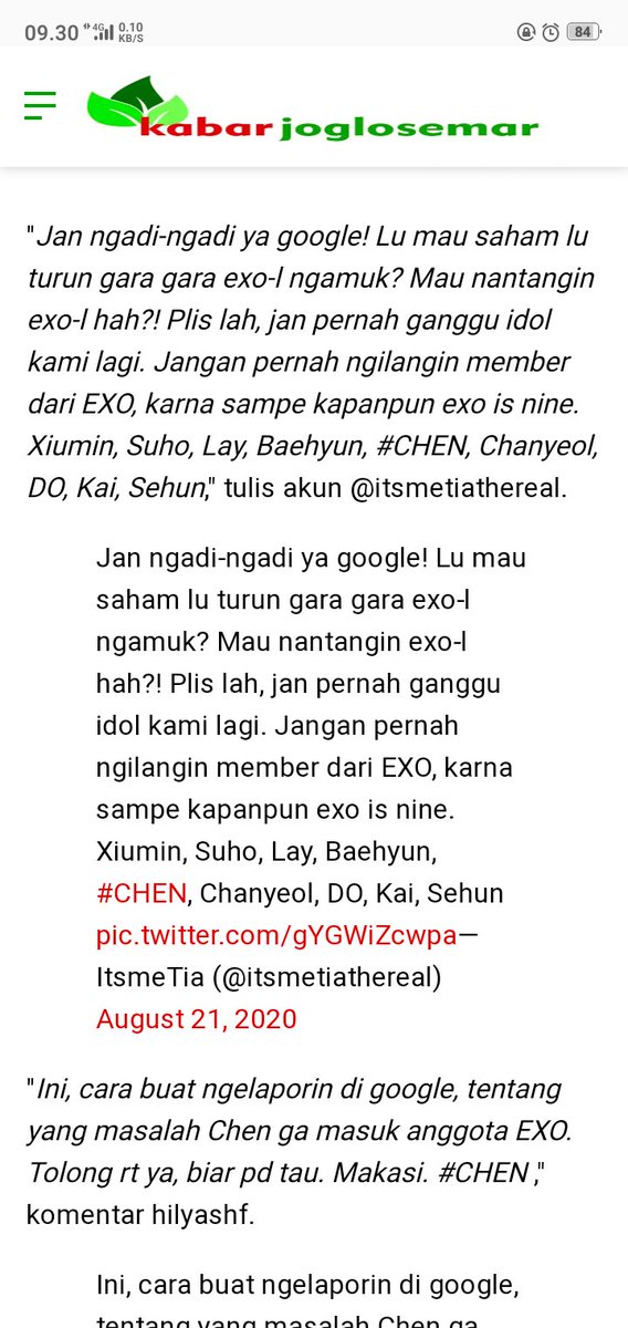 zyxxxxzjs's tweet photo. Berita trending Chen di google udah ada. Kita tinggal nunggu responnya  google gimana, karena selama ini kita ngk pernah ganggu dan cari masalah sama dia. Pas lagi tenang tenangnya kabar tentang Chen, kenapa tiba-tiba google nyari masalah?? EXO IS 9 #CHEN_IS_EXO
#CHEN 
#EXOisNINE https://t.co/7pr1r8FkXP