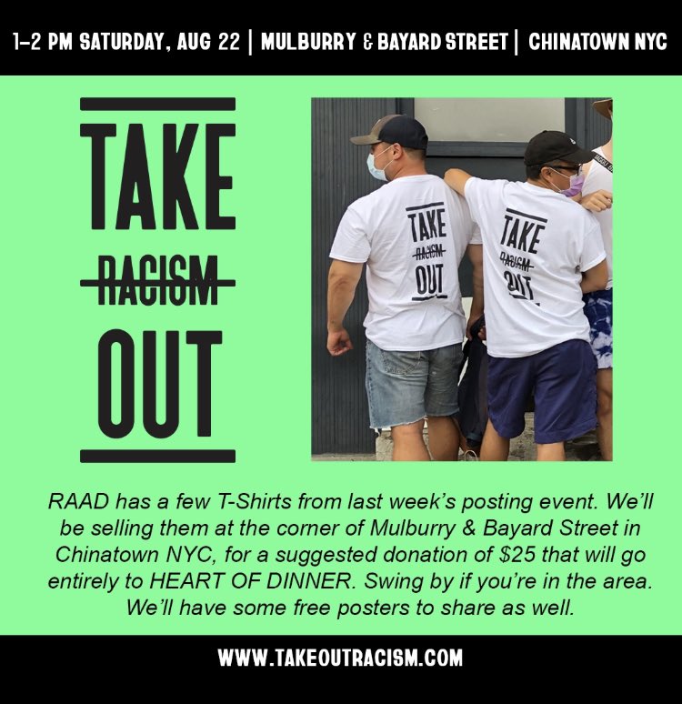 TakeOutRacism's tweet photo. Raising funds for @heartofdinner tomorrow. #showchinatownlove https://t.co/CnbMjY88Bq
