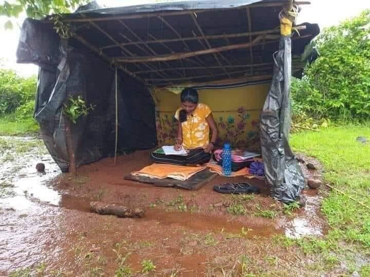 Ms Sunita, a Tribal girl from India who scored 98 percent in 12 exam &amp; now preparing for MBBS entrance test. This hut is at the top of their village hill range. She use to climb up to this hill range &amp; studied from 7 am to 7 pm everyday. May God bless her &amp; guide her.