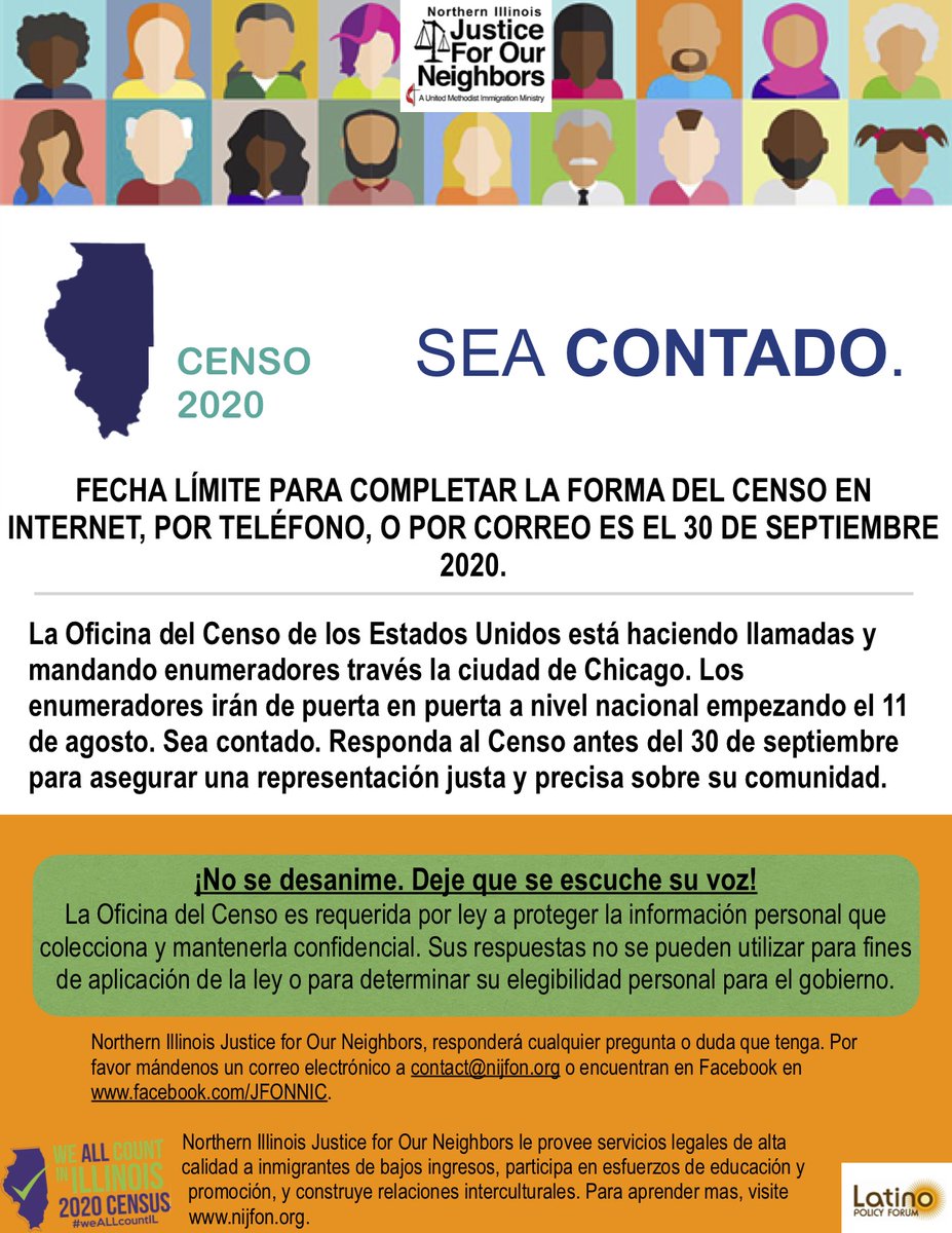 nijfon's tweet image. ¡SEA CONTADO!
FECHA LÍMITE PARA COMPLETAR LA FORMA DEL #CENSO2020 EN INTERNET, POR TELÉFONO, O POR CORREO ES EL 30 DE SEPTIEMBRE 2020.
#ILCountMeIn #weALLcountIL
