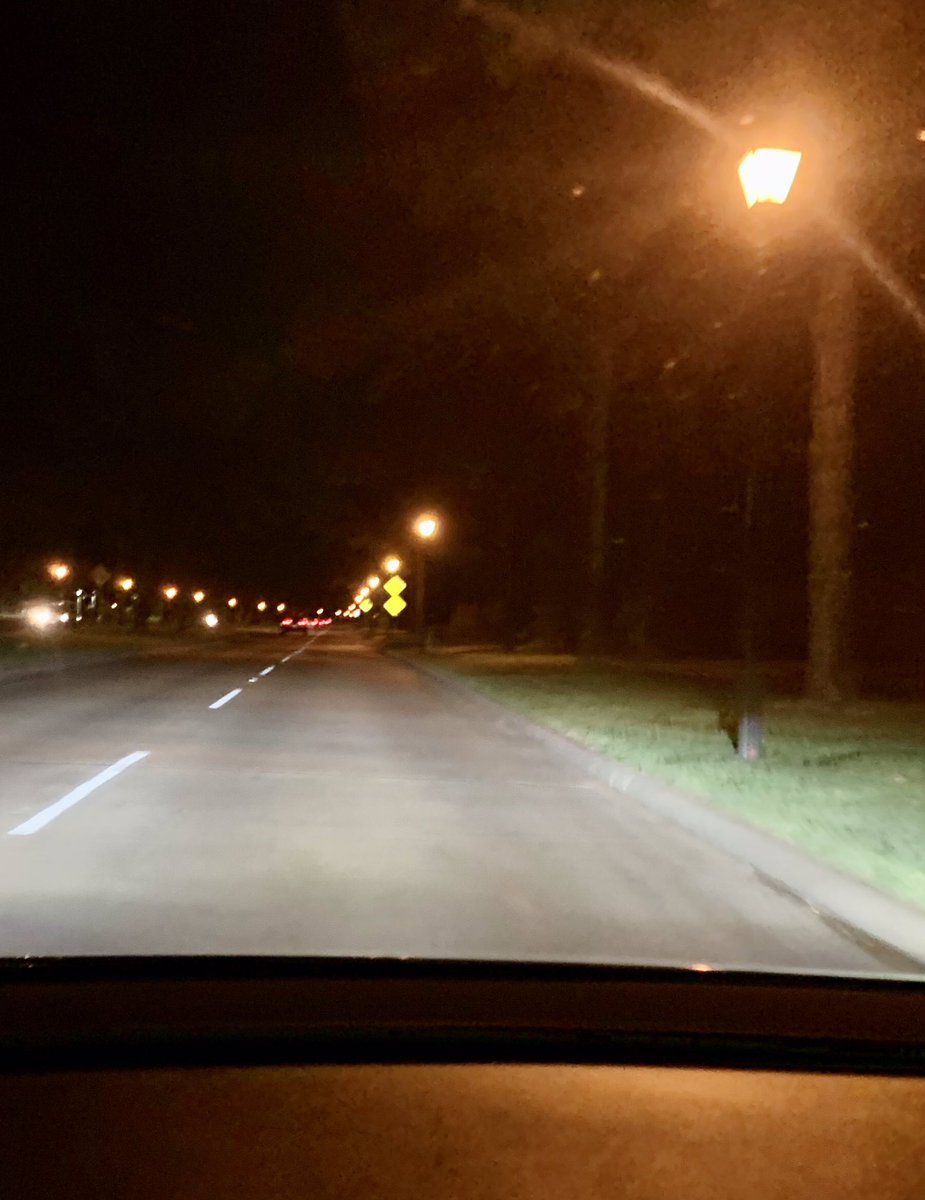 EVNewsHouston's tweet photo. Autopilot on city streets confusing the street lamps in distance with traffic lights &amp; phantom breaking &amp; cancelling braking itself a few times. Not exactly a corner case so worth looking into @karpathy @elonmusk https://t.co/k40CT9ATx4