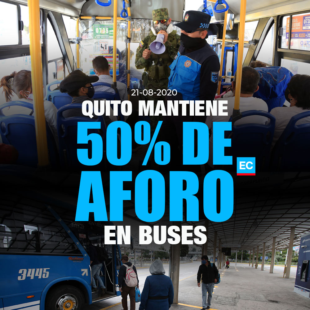 #ATENCIÓN | COE Metropolitano dispone que los buses urbanos operen con el 50% de aforo en Quito » bit.ly/aforBusUio