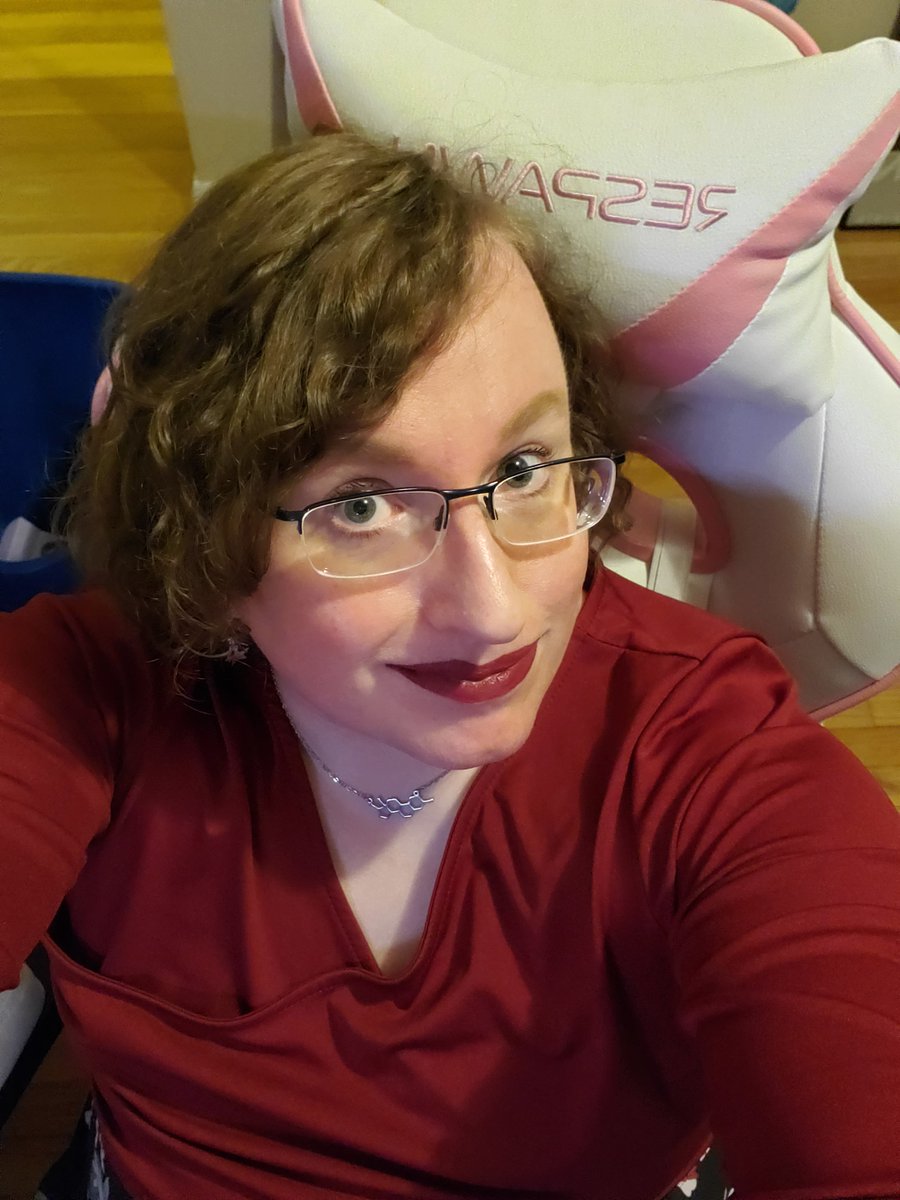So here's me tonight...a year later...just being myself, 8+ months on HRT. No foundation, just a bit of mascara, lippy, and brow pencil. the joy...still real, very casual, very much something I feel a lot and every day.