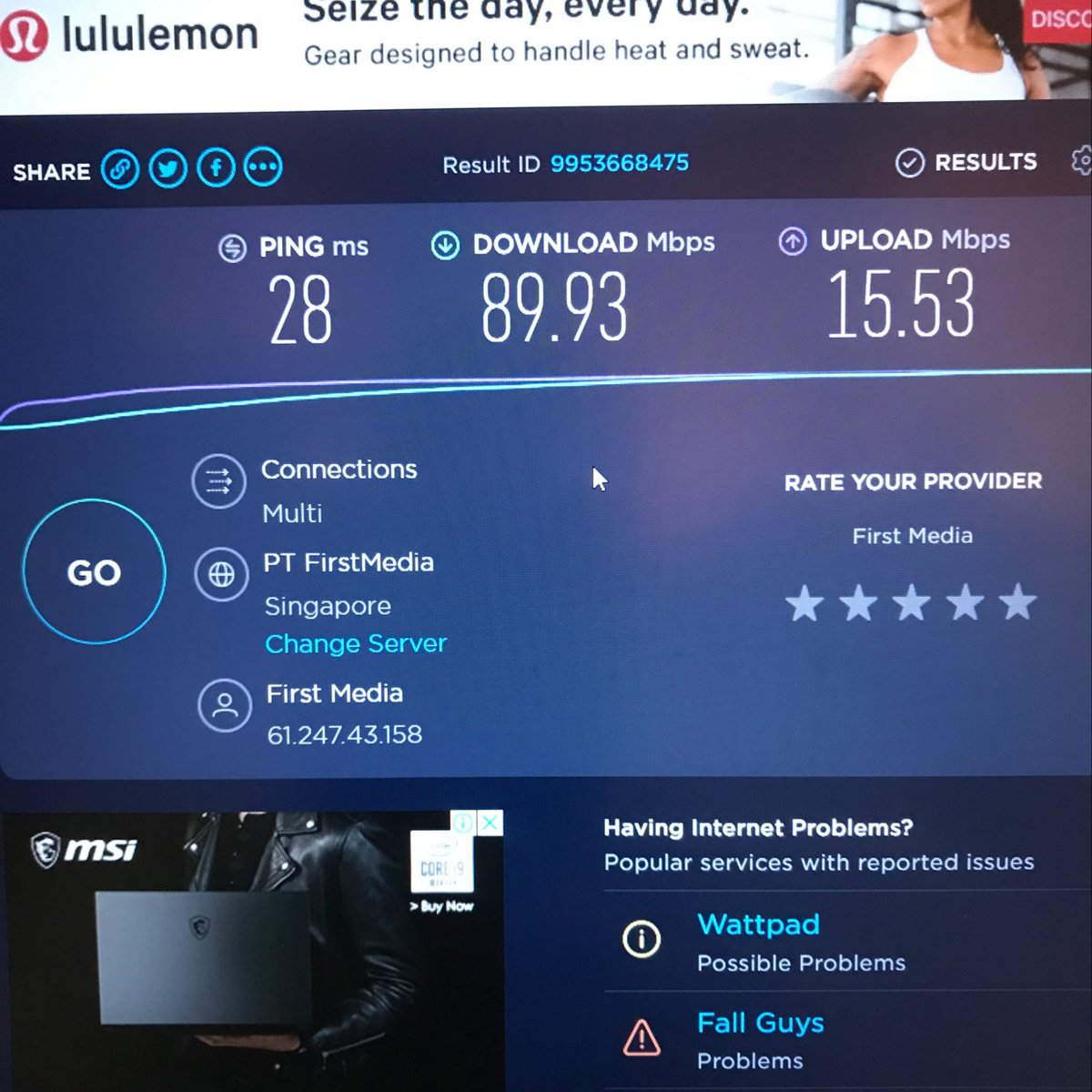threeSF's tweet photo. @FirstMediaCares 
Sekarang sudah ok. Tapi Firstmedia Jakarta dan Tangerang sekarang tidak ada di daftar server https://t.co/IpkliO3QYu. Terima kasih https://t.co/qnVj0zqO0h
