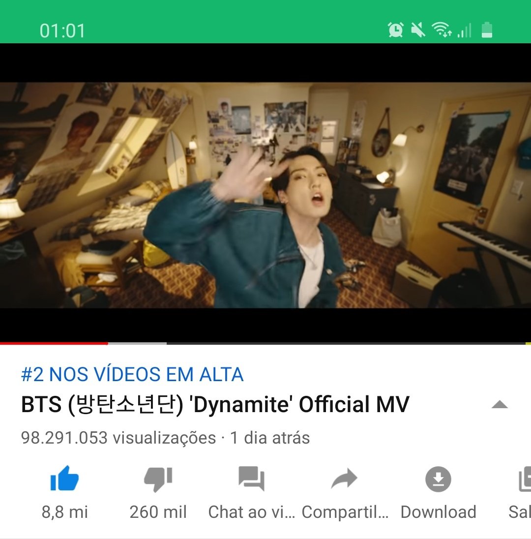 ❤ Chegamos aos 98 milhões de visualizações em 24hrs! 
Foi quase, mas esses 100 milhões vem ainda hoje. Na verdade jaja! 
Quando eu dormir e acordar esses 100 vai ta aqui! 
Juntos somos melhores sempre! 
#DynamiteBTS 💥
#BTS_Dynamite