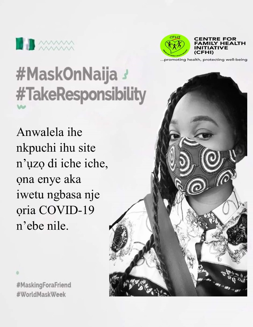 CFHInitiative's tweet photo. Face mask as proven by different reports helps to mitigate the spread of #COVID19 globally.
#TakeResponsibility #MaskForAFriend #WorldMaskWeek2020 https://t.co/pGu1kINGSF