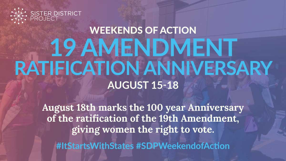 States_Win's tweet photo. August 18 is the anniversary of the ratification of the 19th Amendment, giving women the right to vote. So our local teams across the country are honoring the anniversary with an #SDPWeekendofAction event – can you join your local chapter? 

https://t.co/fONNT33JSA
#Bluewave https://t.co/IVh601uxcp